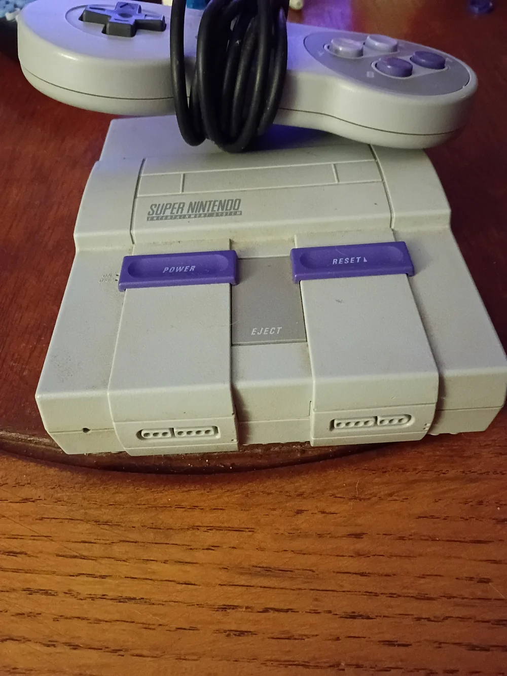 Mini Nintendo Snes Classic Gray & Purple Controller and Console Design